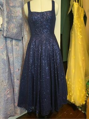 Azazie Romina Sequin Fit-and-Flare Midi Dress